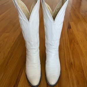 🤍 WHITE JUSTIN EXOTIC COWBOY BOOTS 🤍